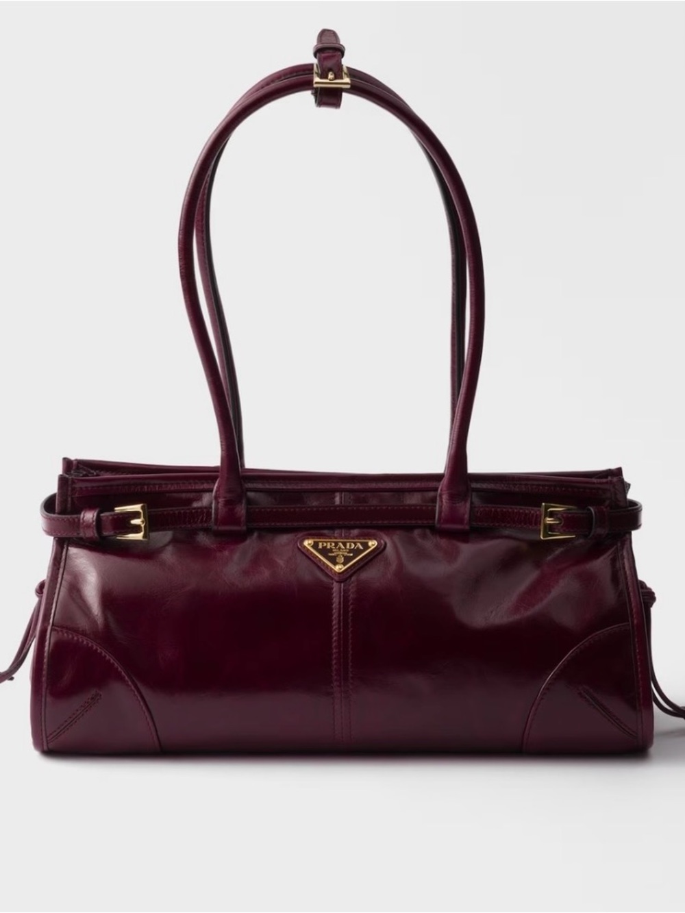 Prada Bonnie Medium Burgundy Top Handle + Crossbody Bag